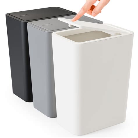TINANA Small Trash Can with Lid, 3 Pack 10L Plastic Trash Bin, 2.6 ...