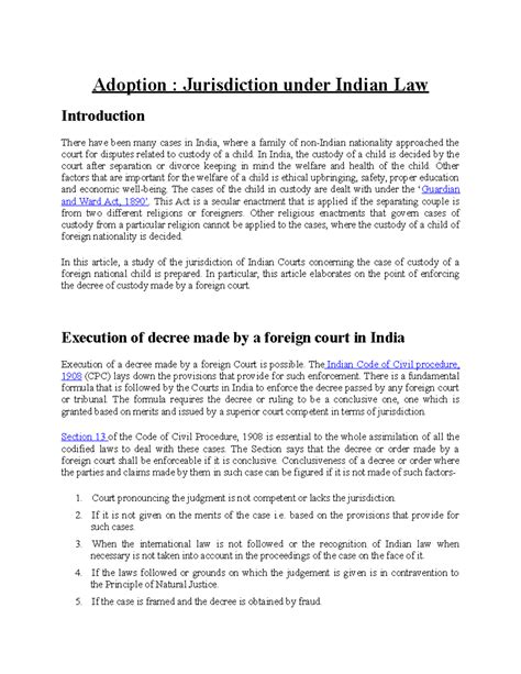 Adoption - Jurisdiction under Indian Law - Adoption : Jurisdiction ...