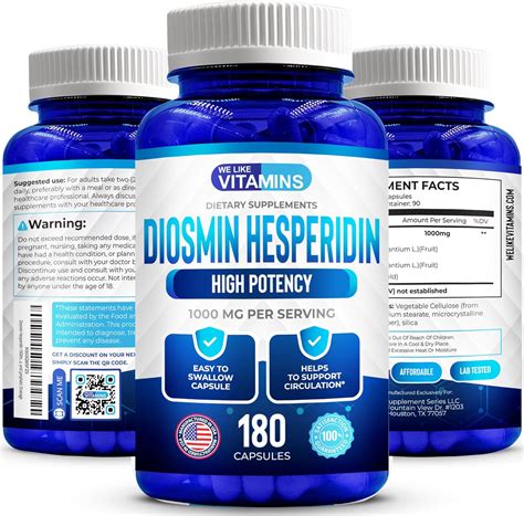 We Like Vitamins Diosmin Hesperidin 1000Mg 180 Capsules 90 Day Sup