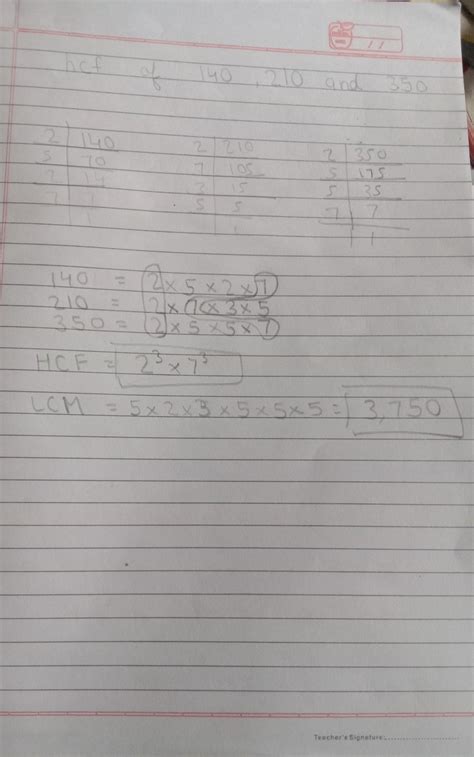 hcf of 140 ,210 and 350 - Brainly.in