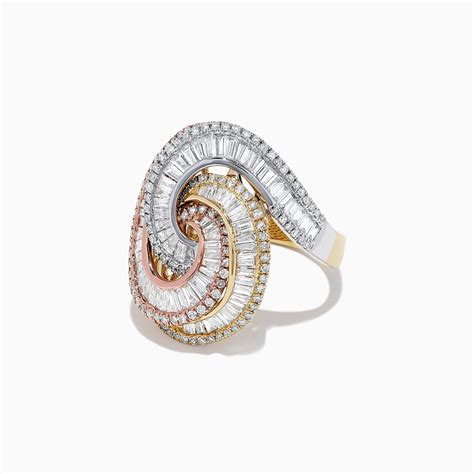Effy Limited Edition 14K Tri Color Gold Diamond Swirl Ring, 1.66 TCW ...
