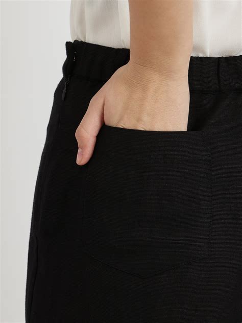 Linen Mid Rise Wide Leg Trousers - Black – FableStreet