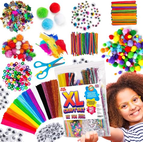 Blue Squid Arts and Crafts for Kids – XL Craft Kit for Kids - 1250+ Pcs ...