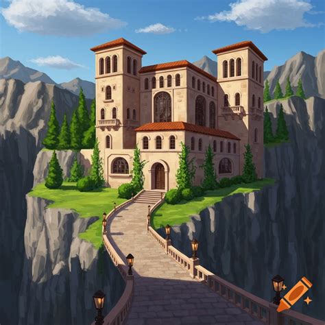 Modern Italian Mediterranean manor built in Roblox Bloxburg on Craiyon