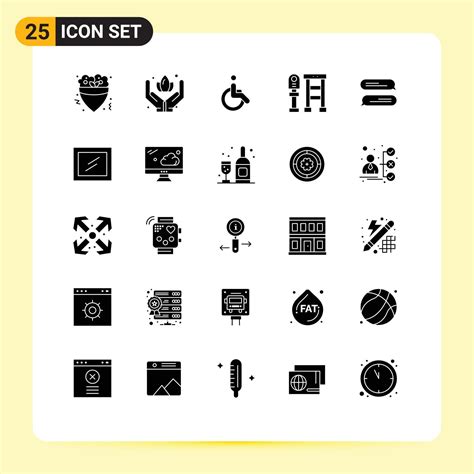 Stock Vector Icon Pack of 25 Line Signs and Symbols for texting chatting bicycle stop bus ...