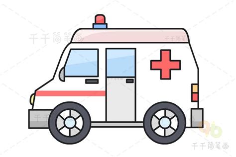 医疗救护车儿童涂色模板Ambulance Coloring Page_交通工具涂色画简笔画