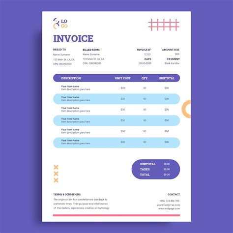 Artist invoice template design | Free Vector