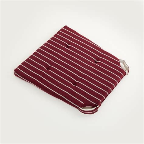 Buy Poise Red Striped Cotton Foam Chair Pad- 40 x 40 cm from Home ...