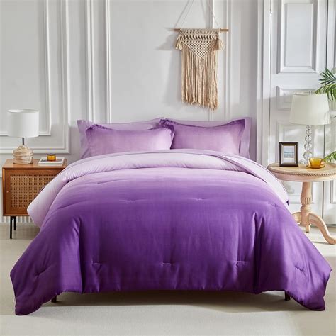 Amazon.com: Purple and Lilac Gradient Comforter Set Queen Size 7 Pieces ...
