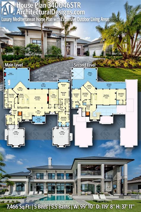 Plan 340046STR: Luxury Mediterranean Home Plan with Expansive Outdoor ...