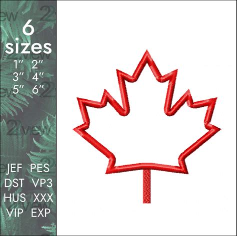 Maple leaf Embroidery Design, Canada satin symbol, 6 sizes | Inspire Uplift