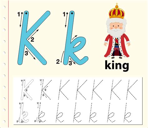 Letter K tracing alphabet worksheets 693696 Vector Art at Vecteezy