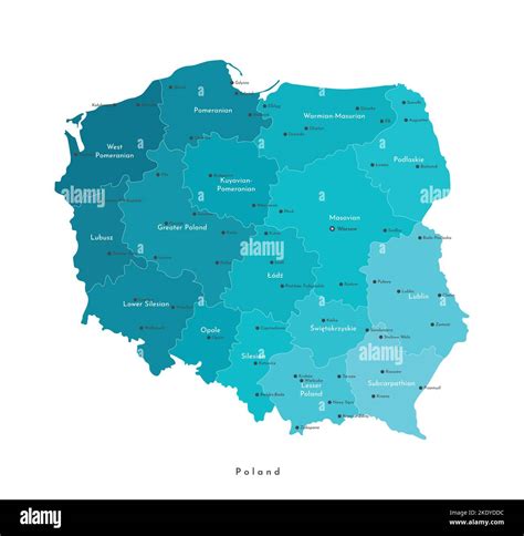 Vector isolated illustration. Simplified administrative map of Poland ...
