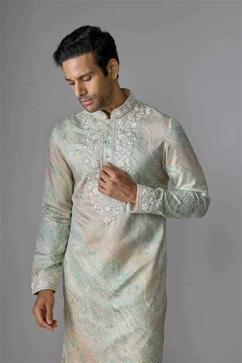 Peachish Green Embellished Kurta Set – Rechannel Fashions