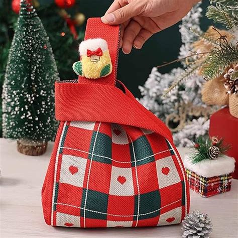 TLISMI Christmas Knitted Apple Bag with Cute Batch | Soft, Durable ...