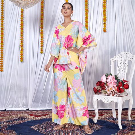 Floral Printed Kaftan Style Co-Ord Set