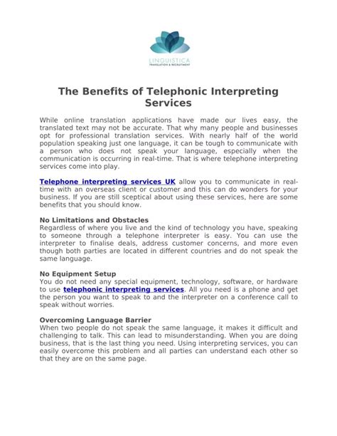 PPT - The Benefits of Telephonic Interpreting Services PowerPoint ...