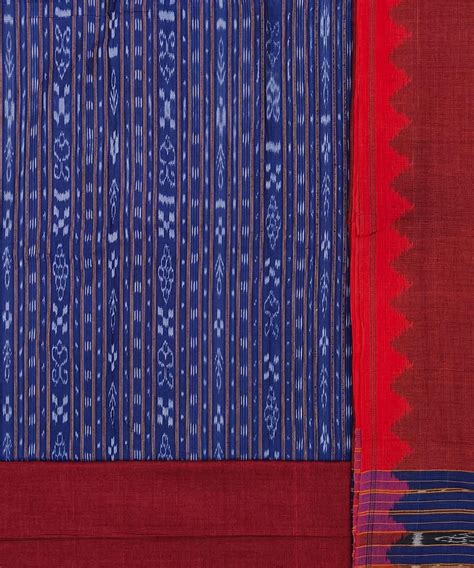 Blue Maroon Nuapatna Handwoven Single Ikat Suit Set - Sambalpuri Fab