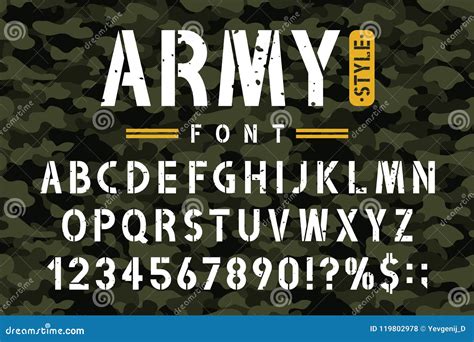 Stencil Font Alphabet Letters. Military Style Typography. Urban ...