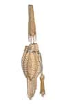 Buy Gold Beads, Pearls, Chains And Glass Embellished Potli Bag by ...