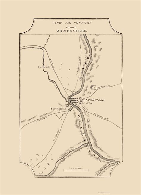 Historic City Map - Zanesville Ohio - Melish 1812 - 23 x 31.88 - Vinta – Maps of the Past - map of downtown zanesville ohio