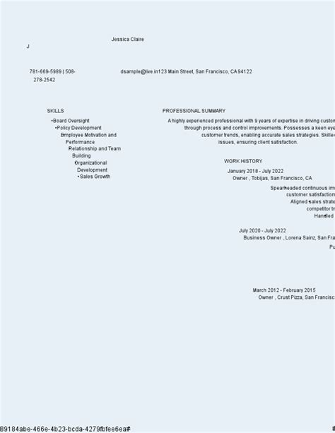 Business Owner Resume Examples/Samples 的图像结果