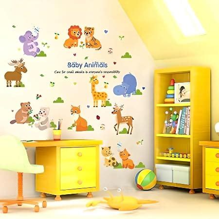 JAAMSO ROYALS Baby Animals PVC Vinyl Self-Adhesive Wall Sticker for ...