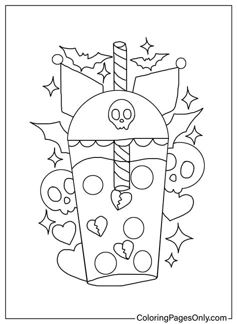 Kuromi Boba Tea Coloring Pages