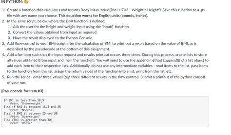 Image result for Python Code Function to Caculate BMI