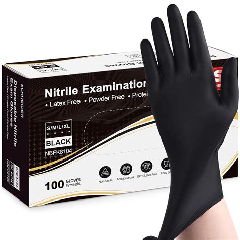 Schneider Nitrile Exam Gloves, Black, Small, Box of Barbados | Ubuy
