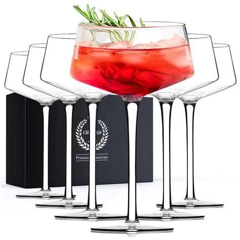 Chouggo Martini Glasses Set of 6, 8Oz Coupe Cocktail Glasses, Hand ...