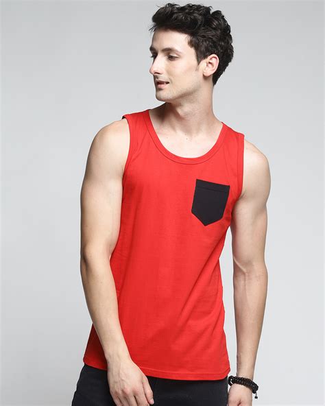 Buy Men's Red Color Block Vest Online at Bewakoof
