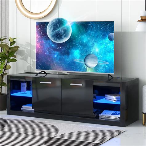 Amazon.com: IRONCK TV Stand for 75 inch TV, LED Light TV Stands for Living Room/Bedroom ...