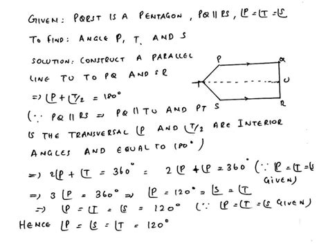 The given figure shows a pentagon PQ RST, where PQ parallel to RS.the ...