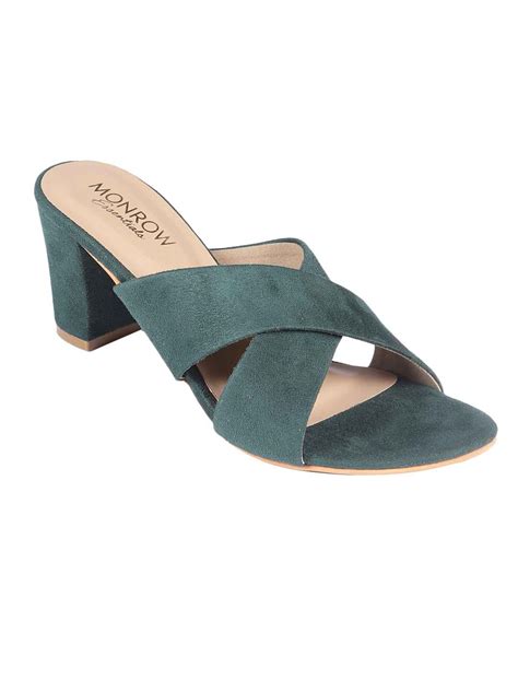 Hina Green Block Heels – Monrow Shoes