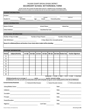 Fillable Online pcssd PULASKI COUNTY SPECIAL SCHOOL DISTRICT SECONDARY ...