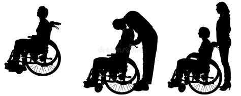 Vector silhouettes of people in a wheelchair. stock illustration ...