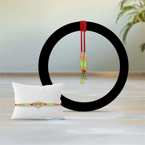 Traditional Bhai Bhai Rakhi Set with Flower Design Rakhi