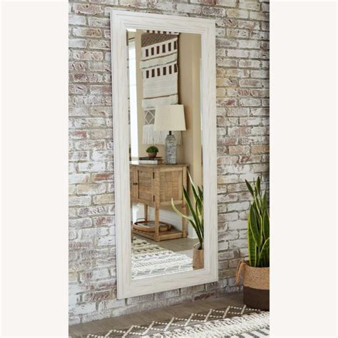 Rustic White Grey Wooden Full Length Mirror - AptDeco