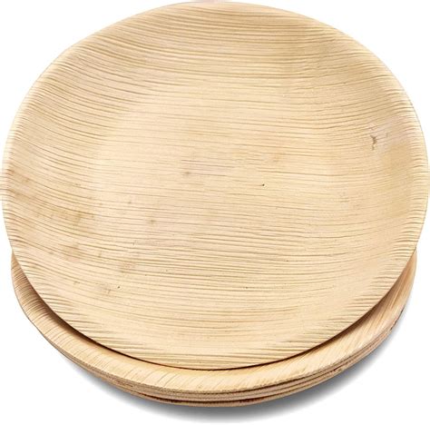 Disposable Bamboo and Wooden Round Plates Food Trays Dinner Dishes ...
