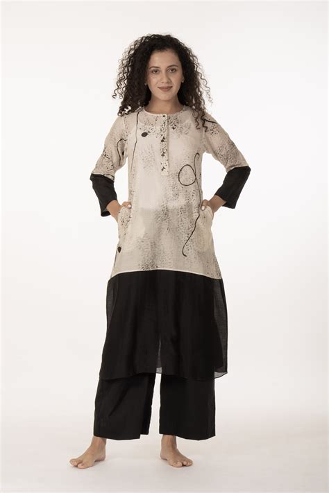 Ivory Shadow Dress with Bottom – Khat Clothing