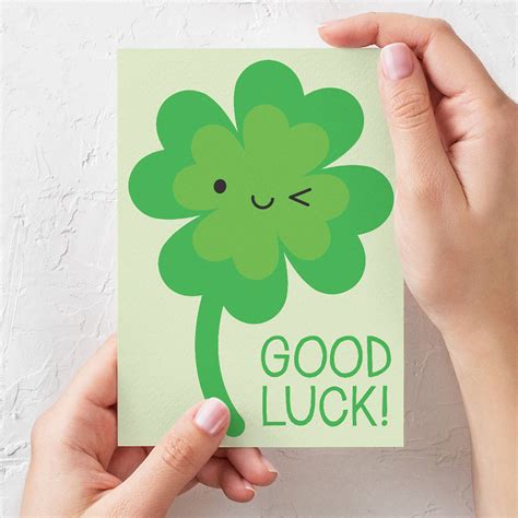 Kawaii Lucky Four Leaf Clover 'good Luck' Card By Asking For Trouble ...