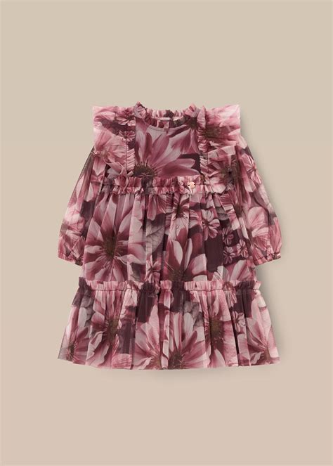 Angel & Rocket Baby Girls Cotton Burgandy Printed Dresses