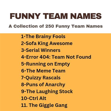 250 funny team names with meanings – Artofit