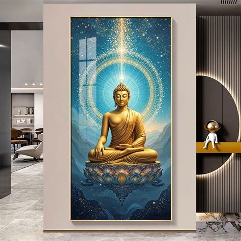 Buy Mastering Concious Energery Budha Glass Finish Vertical Wall Art ...