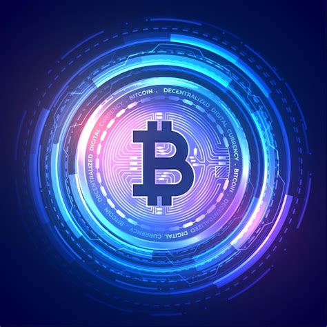 Technology bitcoin background with holographic effect | Free Vector