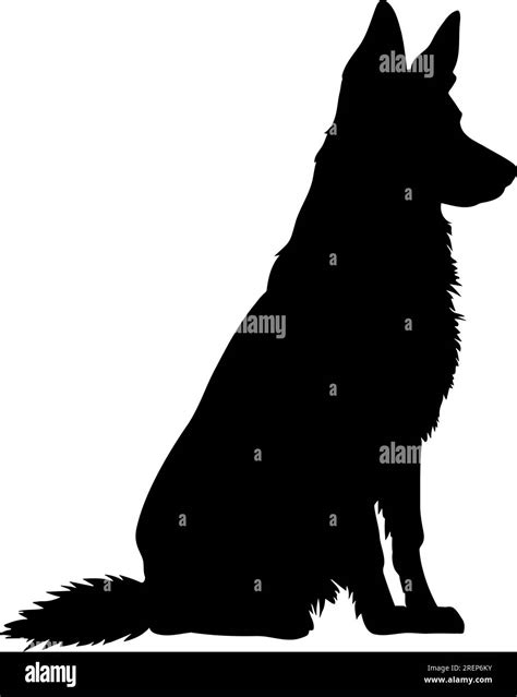 Sitting german shepherd dog silhouette. Vector illustration Stock Vector Image & Art - Alamy - silhouette of german shepherd