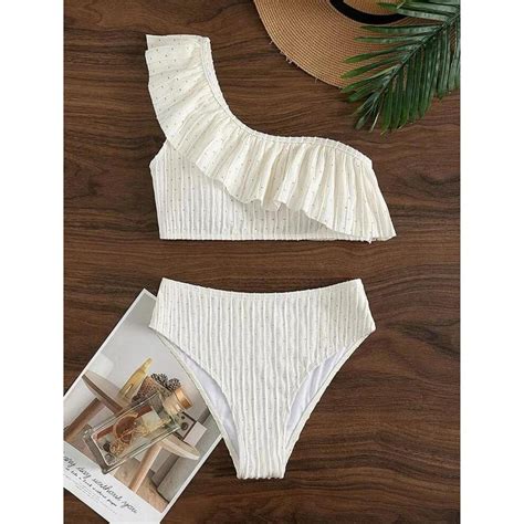 Cheap Ruffled One Shoulder Female Swimsuit High Waist Bikini Women ...