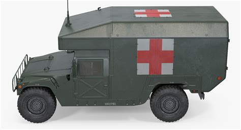 3D Maxi Ambulance Military Car HMMWV m997 Rigged Green | 3D Molier ...