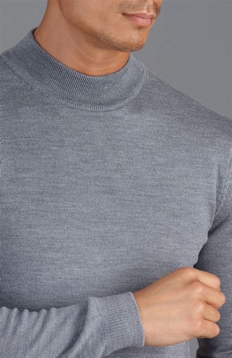 Mens Extra Fine Merino Wool Mock Turtleneck Jumper – Paul James Knitwear